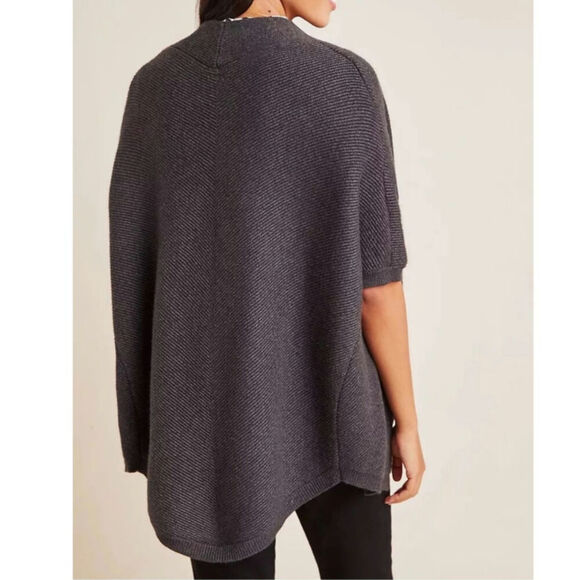 Anthropologie Akemi + Kin Etienne Cardigan Short Sleeve Dark Gray. One Size. - Picture 2 of 7